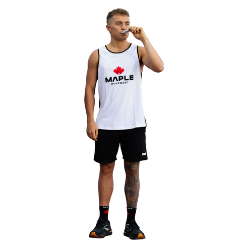 Maple Movement Run Singlet — White