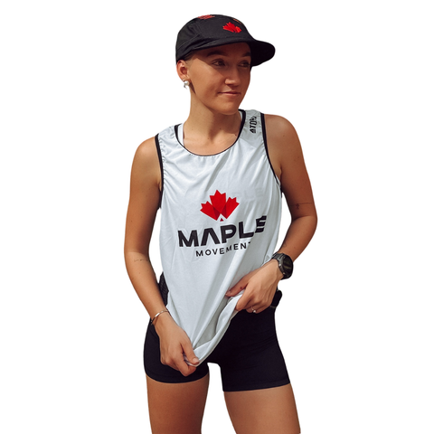 Maple Movement Run Singlet — White